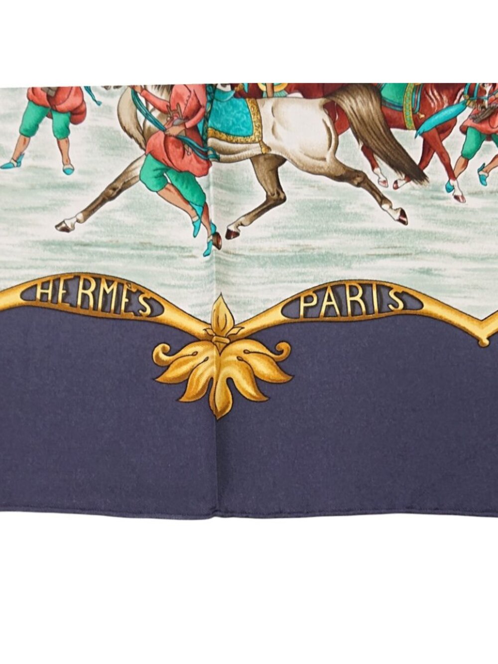Hermes Carre 90 Les Chevaux Des Moghols Silk Scarf Gray 1993 View 6